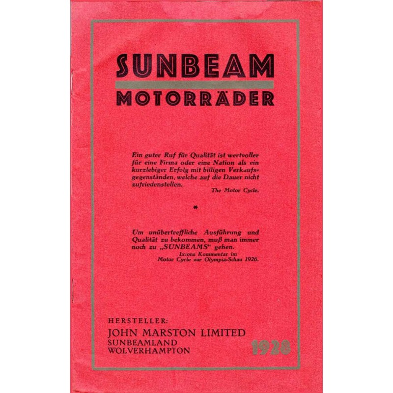 1928 Sunbeam Catalogue in German