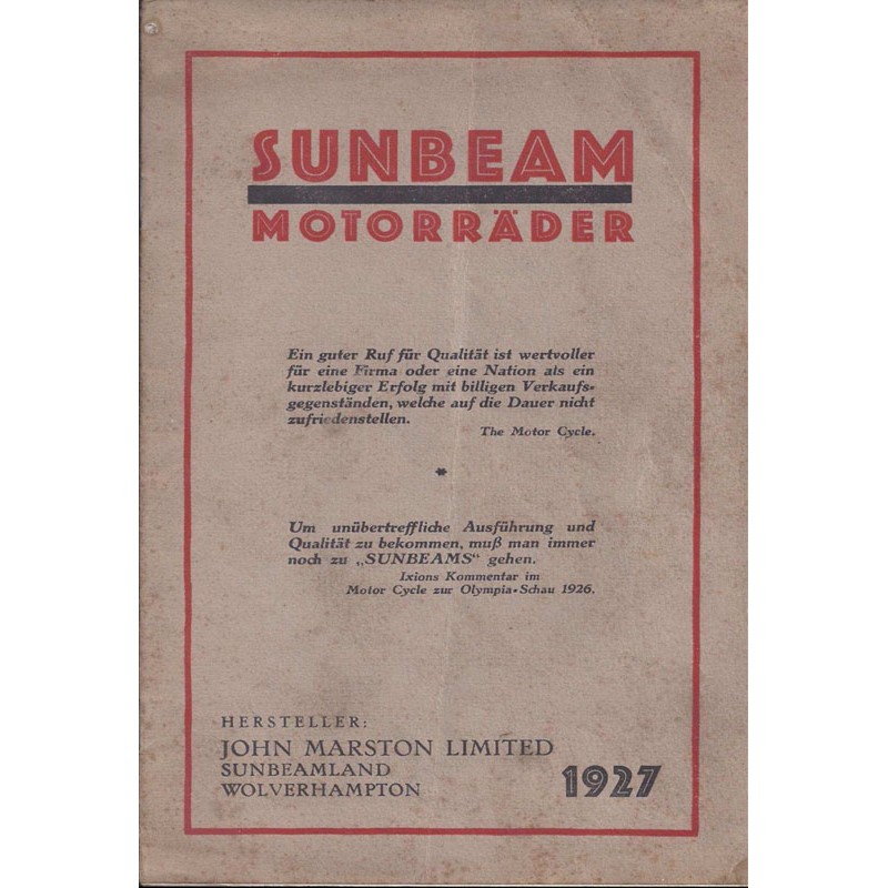 1927 Sunbeam Catalogue in German