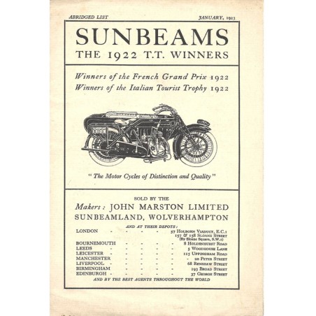 1923 Sunbeam Catalogue - Abridged