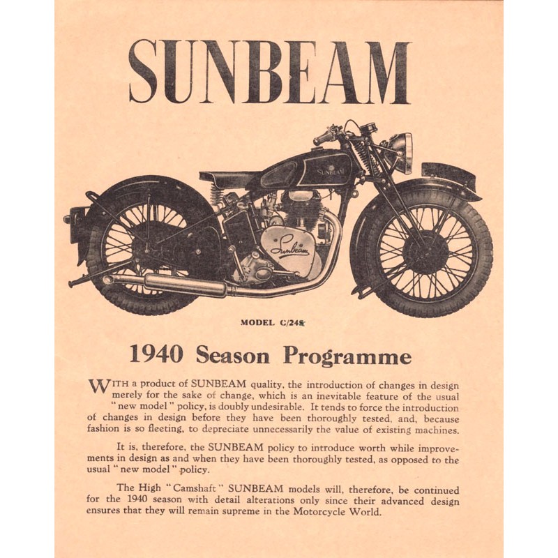1940 Sunbeam C-Series Leaflet