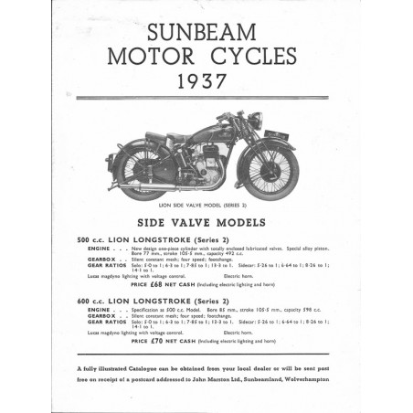 1937 Sunbeam Catalogue - Abridged