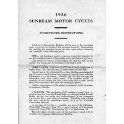 1936 Sunbeam Abbreviated instructions