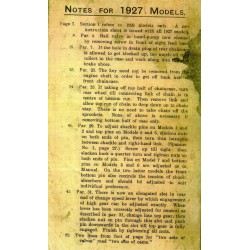 1927 Models Supplement to 1926 manual