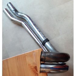 Pair of stainless steel polished exhaust pipes for model 9