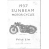 1937 Sunbeam Catalogue - pricelist