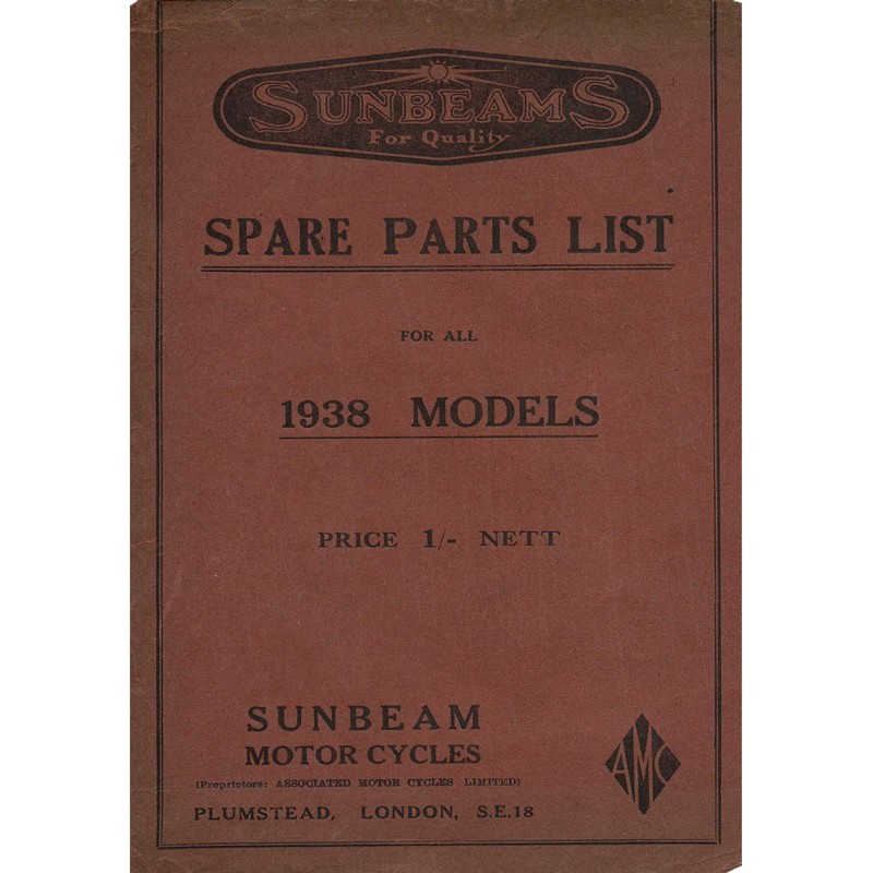 1938 Sunbeam Spares List