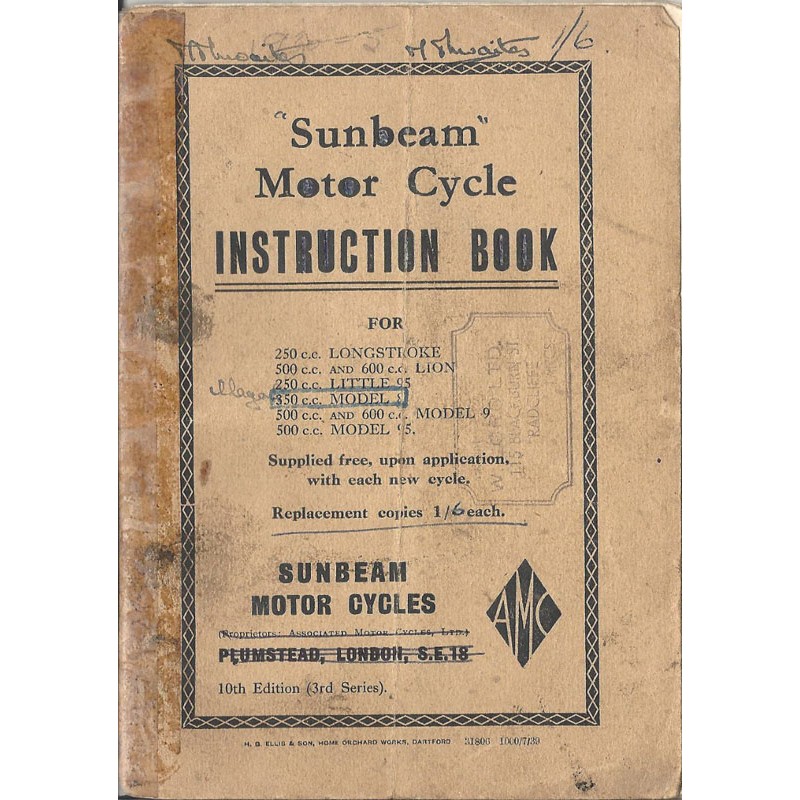 1935 Sunbeam Manual (AMC) all (10th Edn, 3rd Series)