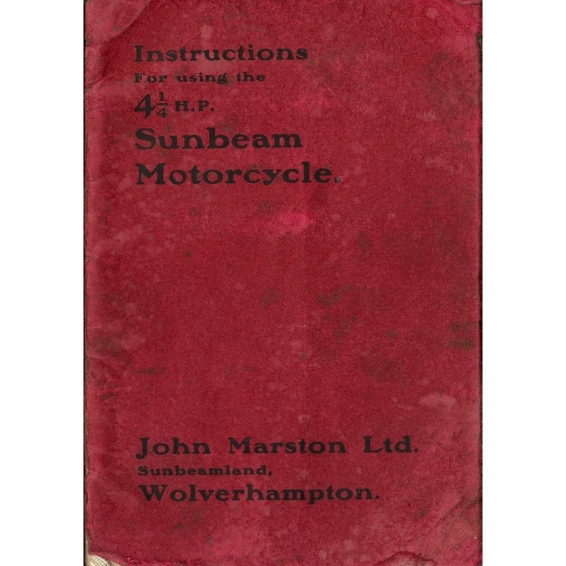1922 Sunbeam 41/4HP Instructions