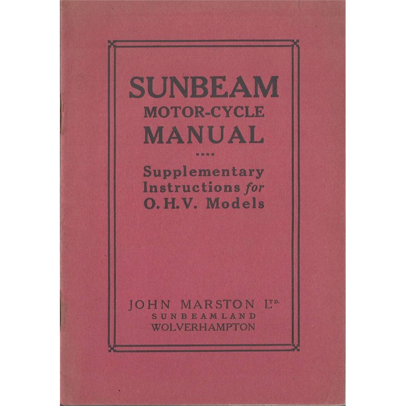1924 Sunbeam Supp instructions for OHV Models