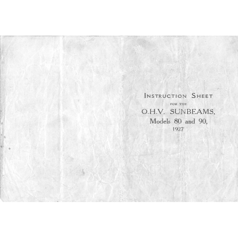 1927 Sunbeam Supp instructions for 80/90